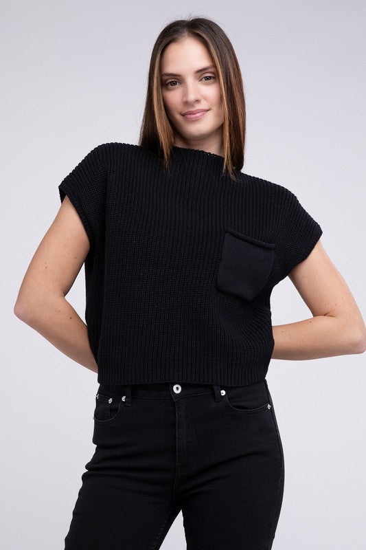 Mock Neck Short Sleeve Sweater