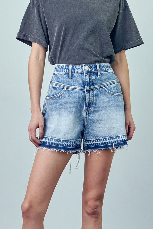 Super High Rise Released Hem Denim Shorts