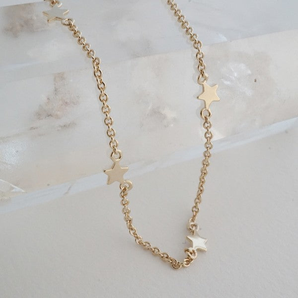 Starling Star Charms Necklace, Gold Permanent Jewelry