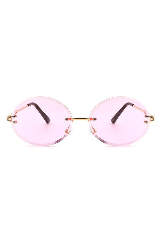 Oval Rimless Circle Vintage Sunglasses