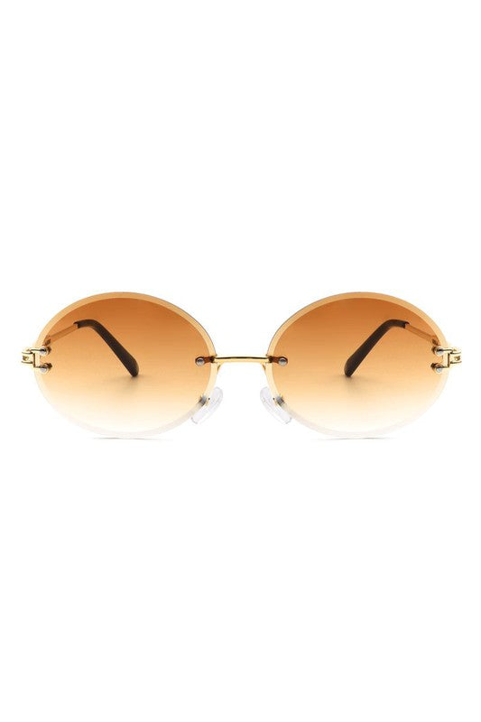 Oval Rimless Circle Vintage Sunglasses