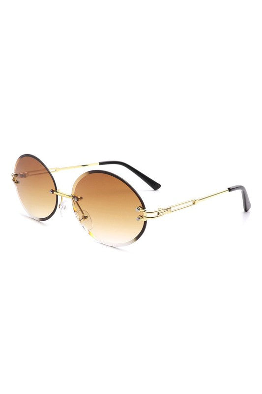 Oval Rimless Circle Vintage Sunglasses