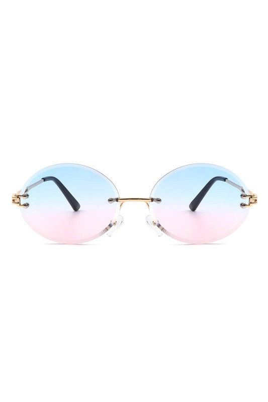 Oval Rimless Circle Vintage Sunglasses