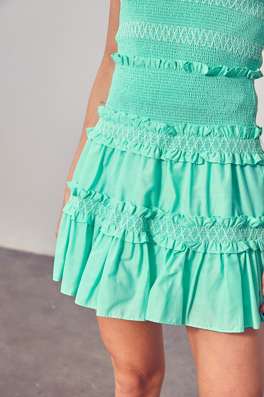 Smocked Tiered Ruffle Skirt