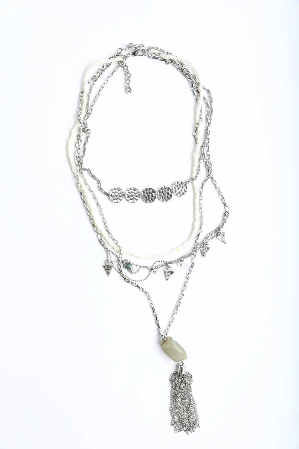 Multi-Layered Jade + Silver Necklace