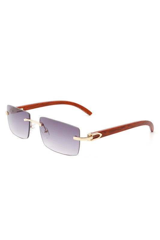 Rectangle Rimless Retro Tinted Sunglasses