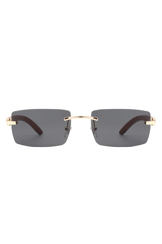 Rectangle Rimless Retro Tinted Sunglasses