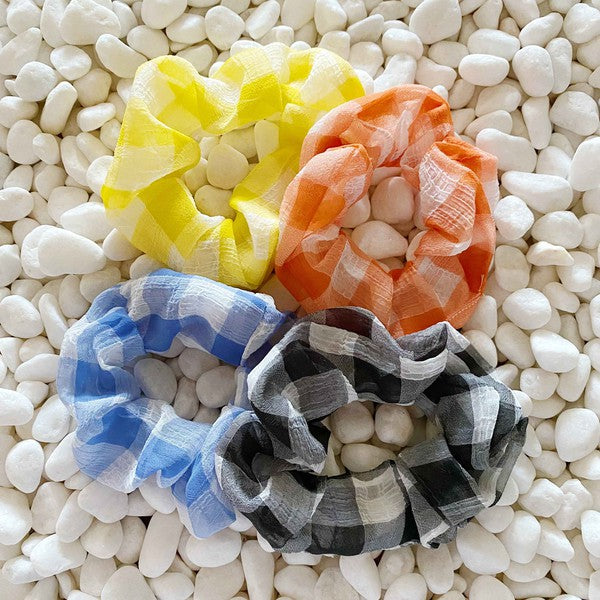 Fresh Gingham Hair Scrunchie Set Of 4