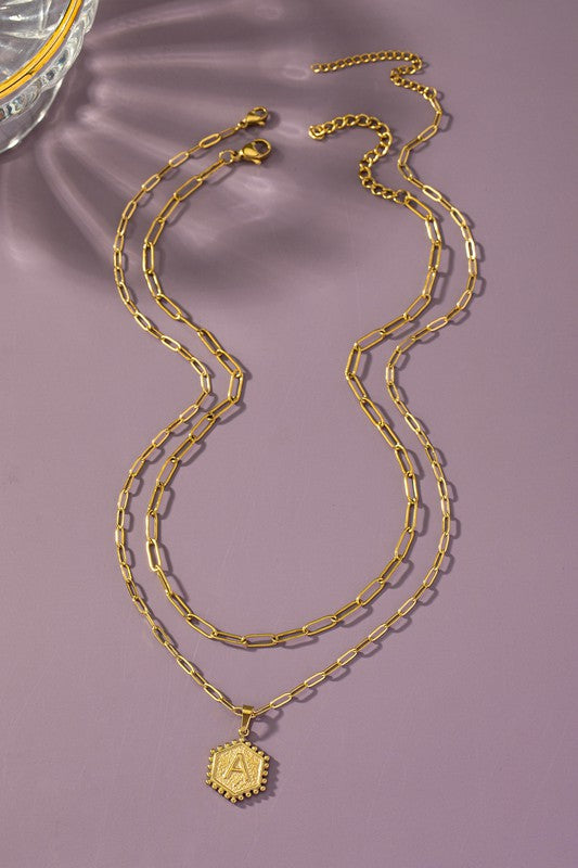 Layered Chain Initial Necklace