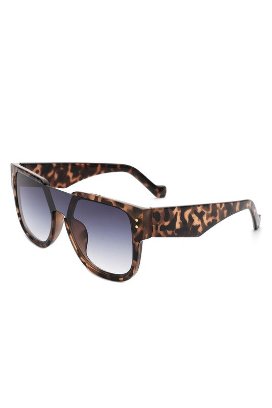 Square Oversize Brow-Bar Chic Fashion Sunglasses