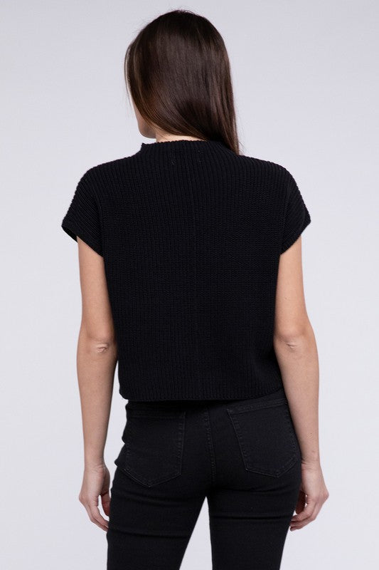 Mock Neck Short Sleeve Sweater