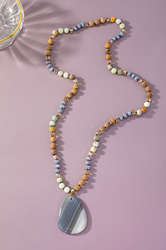 Stone Pendant Necklace Semi Precious