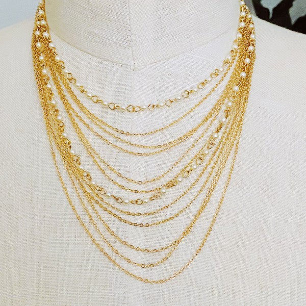 Beautifully Draping Pearl And Chain Necklace