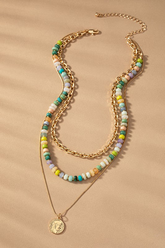 Beaded and Chain Necklaces, 3-Layer