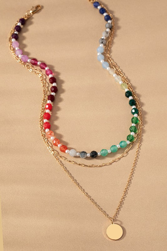 Rainbow Beaded Layering Necklace