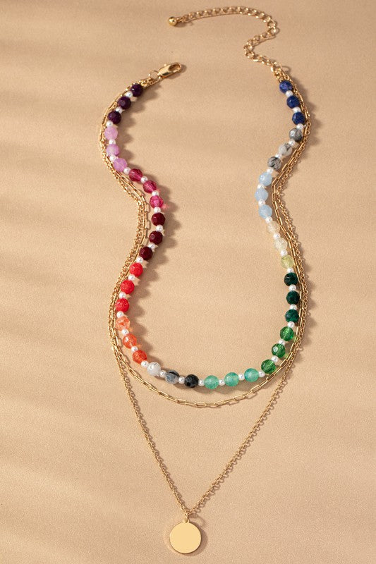 Rainbow Beaded Layering Necklace