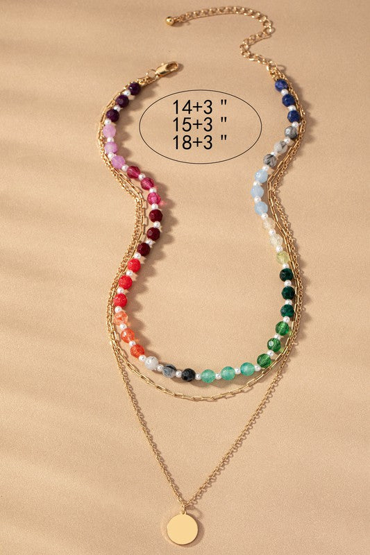 Rainbow Beaded Layering Necklace