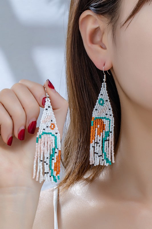 Modern Floral Beaded Earrings