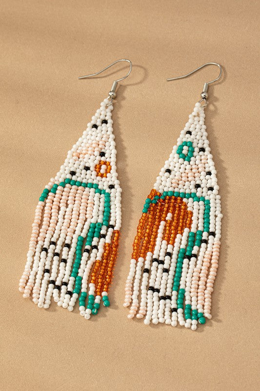 Modern Floral Beaded Earrings