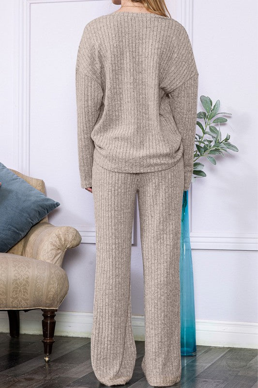 Slouchy Ribbed Knit Loungewear Set