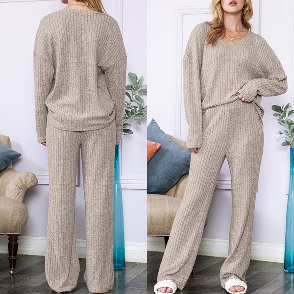 Slouchy Ribbed Knit Loungewear Set