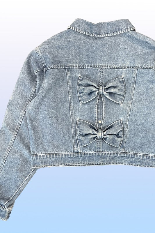 Cropped Bow denim jacket