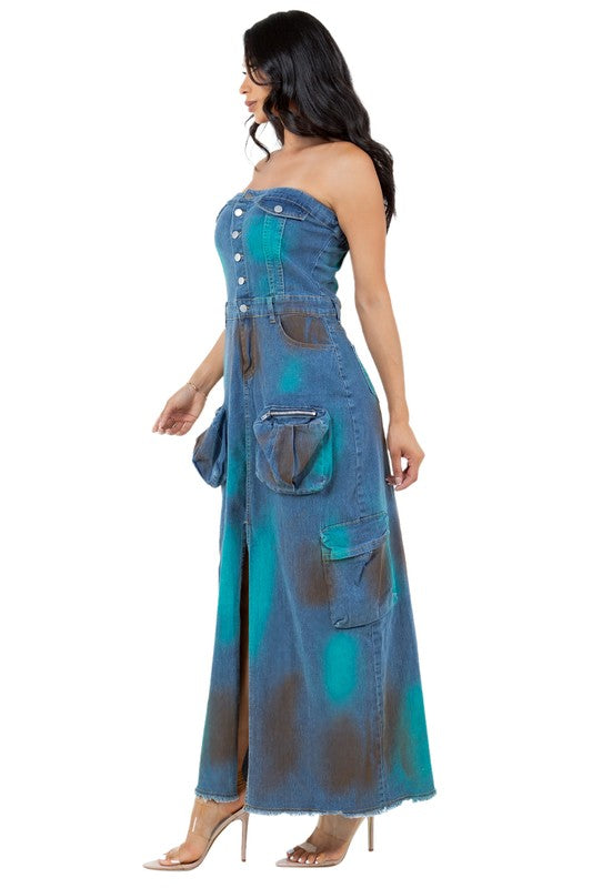 WOMEN FASHION DENIM LONG MAXI DRESS