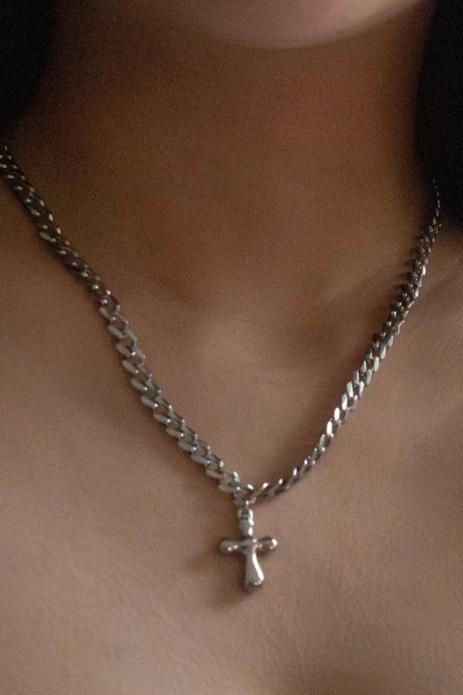 Bubble Cross Chain Necklace