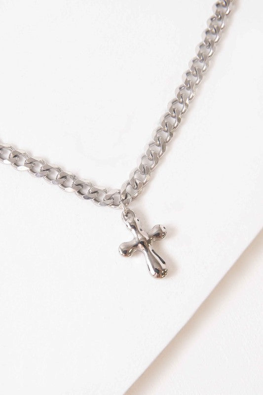 Bubble Cross Chain Necklace