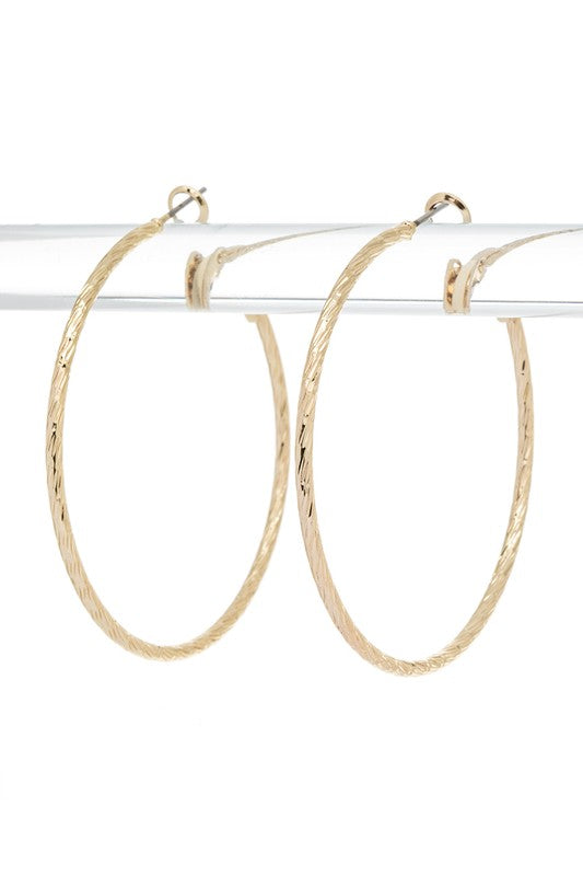 Textured Shiny Skinny Dainty Hoop Earrings