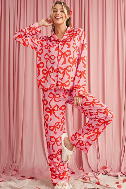 pink red pajamas sets PJs
