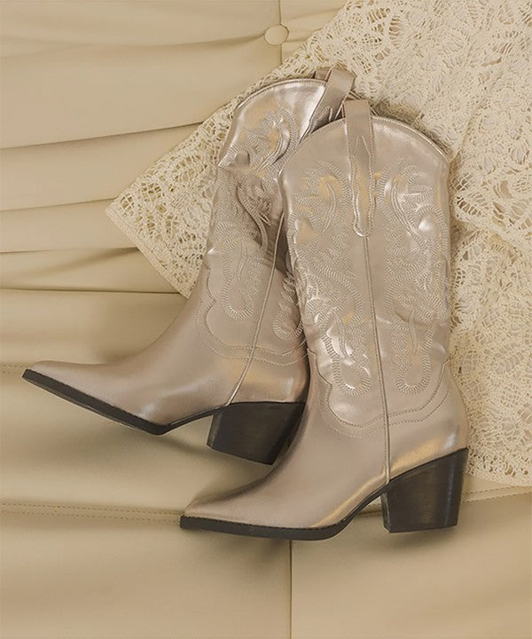 Shimmer Calf Western Boots