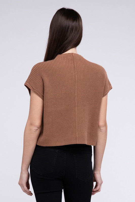 Mock Neck Short Sleeve Sweater