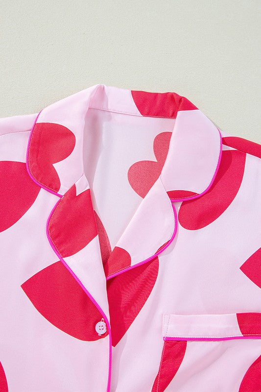 Valentine's Pink Heart Pajamas Set