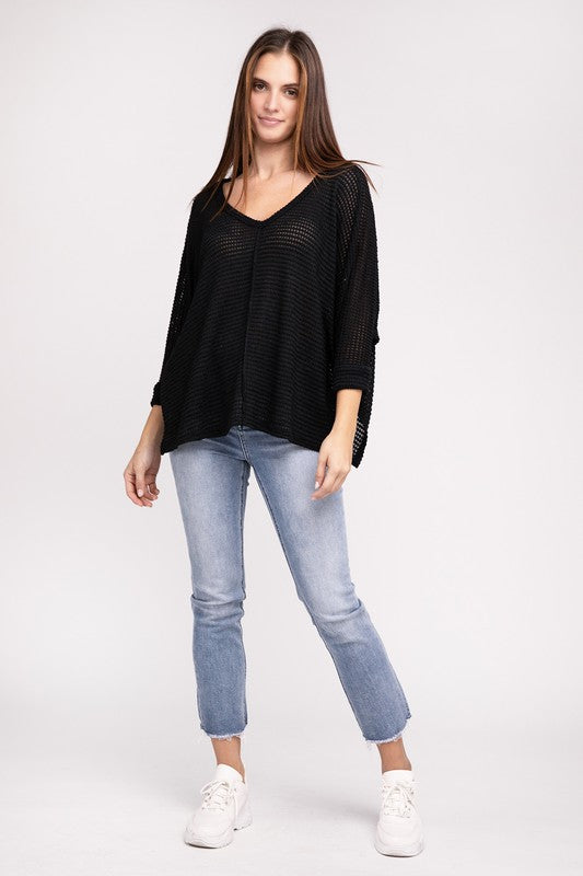 Dolman Off Shoulder Jacquard Sweater