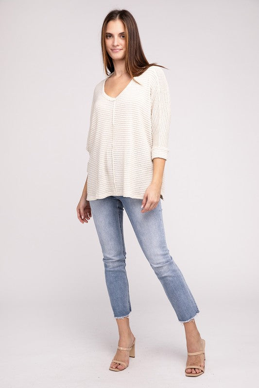 Dolman Off Shoulder Jacquard Sweater