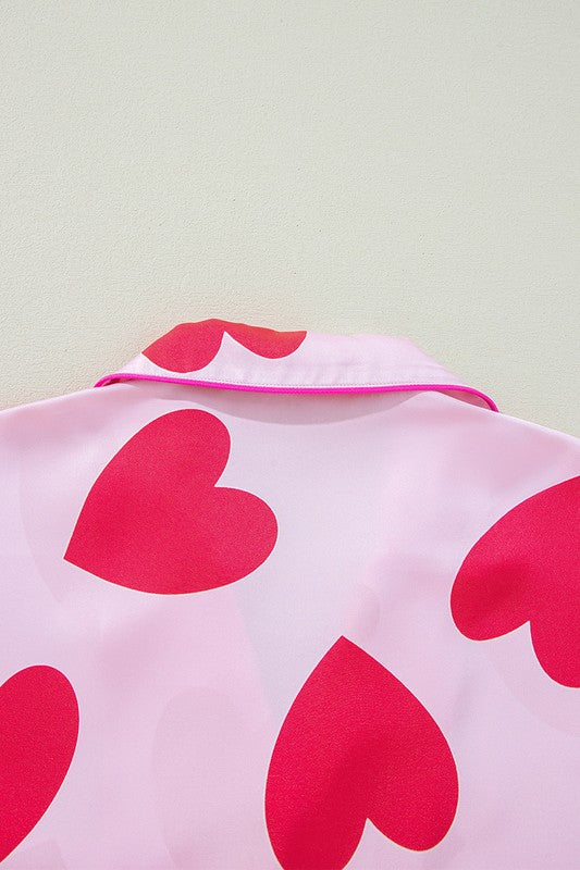 Valentine's Pink Heart Pajamas Set