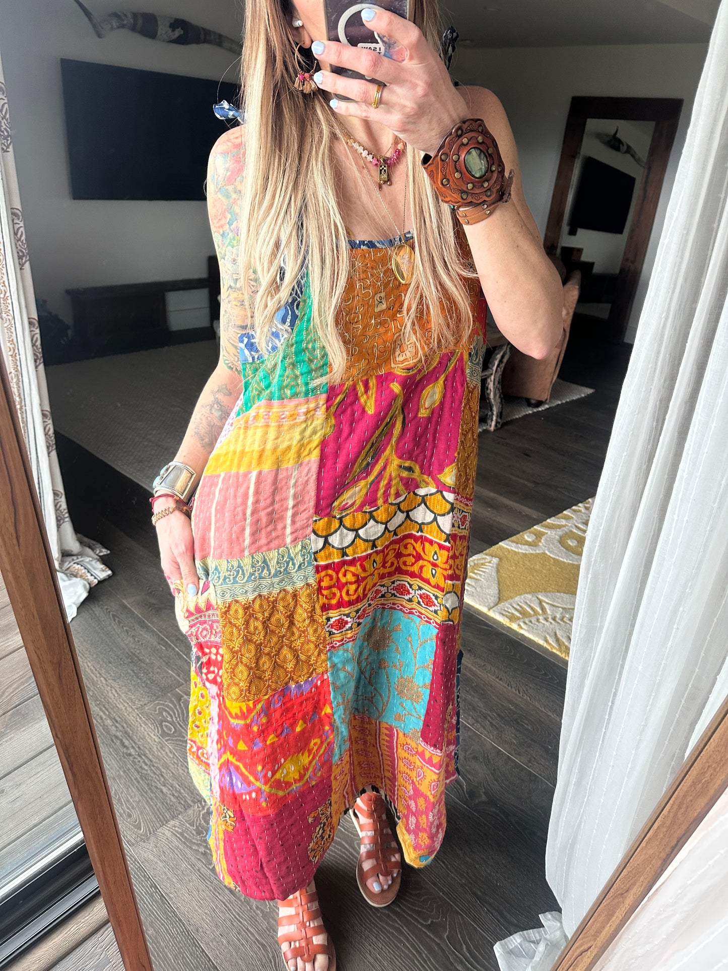 REWORKED Kantha Quilt Maxi Dress