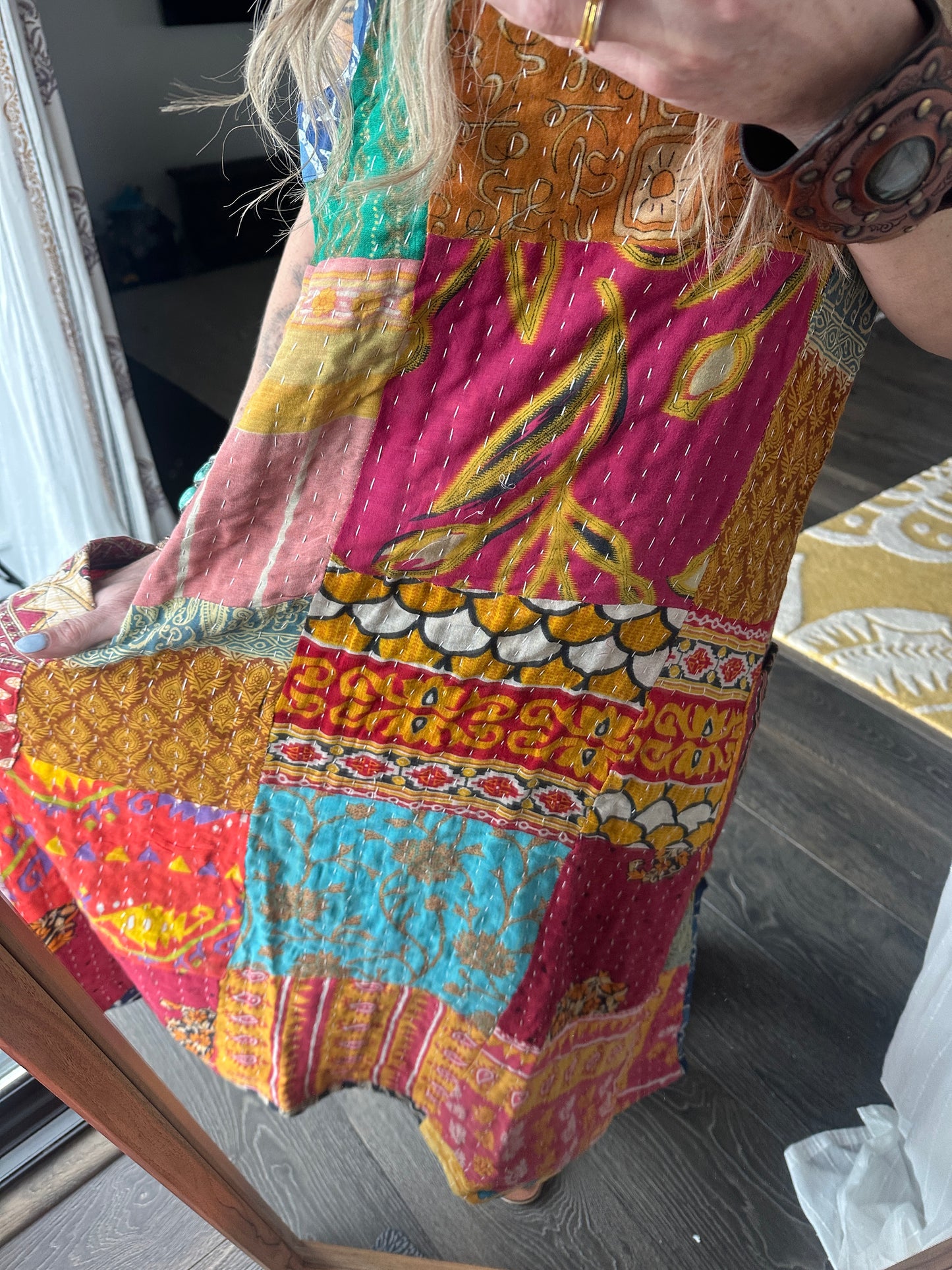 REWORKED Kantha Quilt Maxi Dress