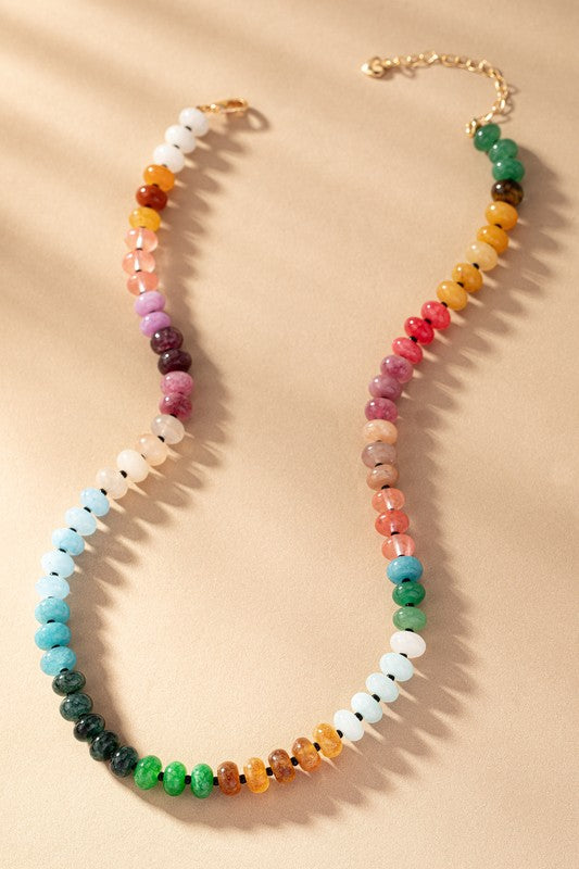 Rainbow Agate Glass Bead Necklace