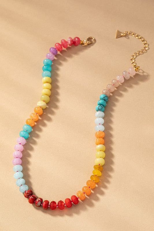 Rainbow Agate Glass Bead Necklace