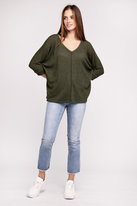 Dolman Off Shoulder Jacquard Sweater