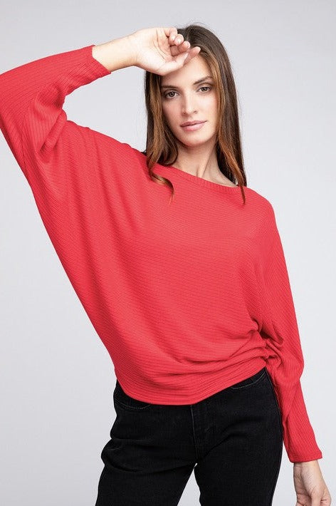 Batwing Long Sleeve Boat Neck Sweater