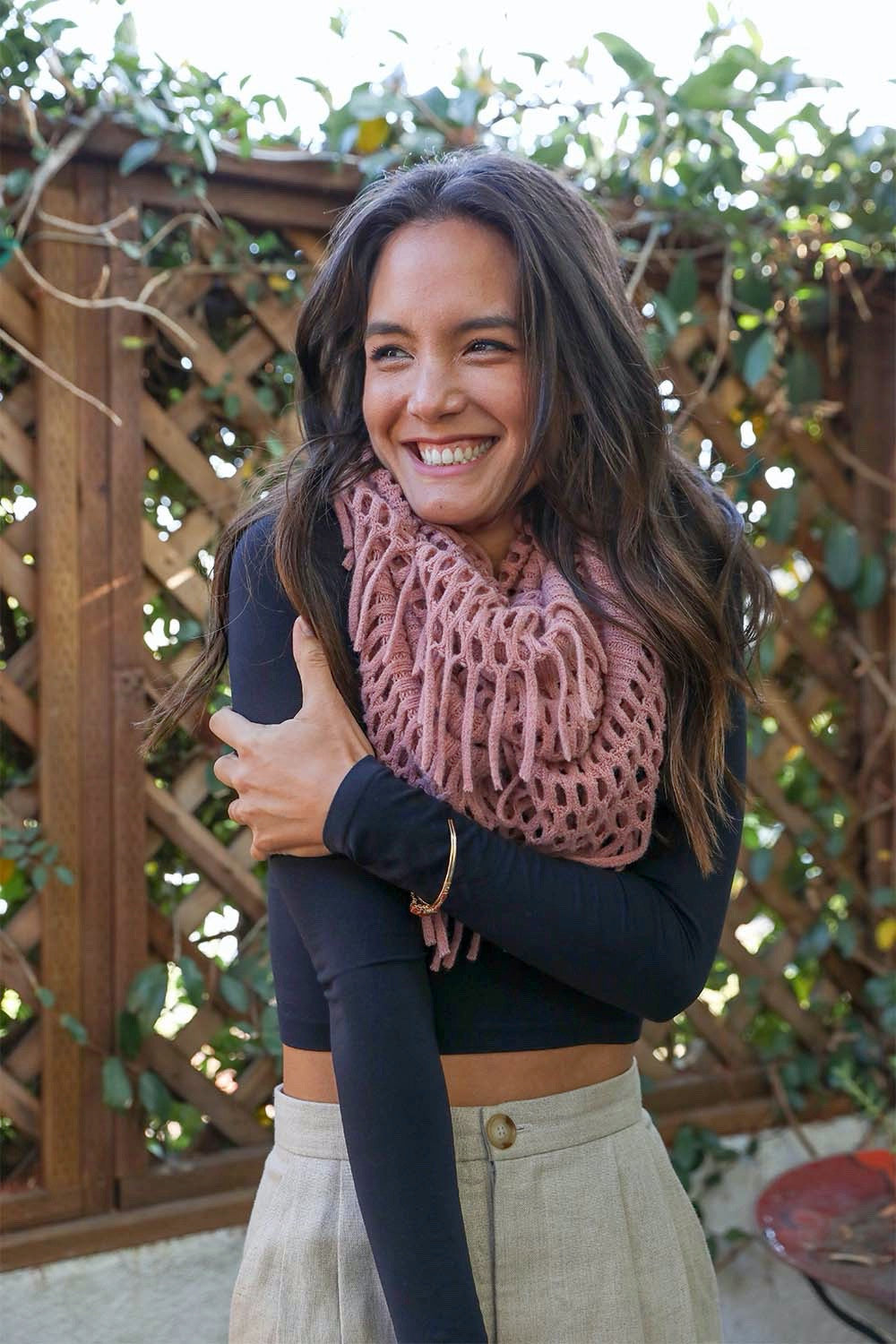 Chenille Tassel Infinity Scarf Scarves