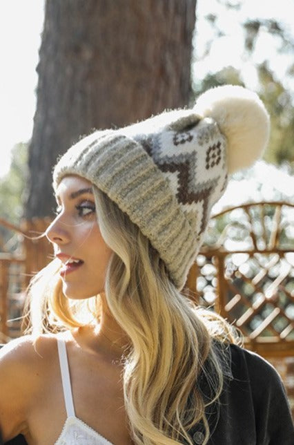 Classic Winter Pom Beanie Hats & Hair Beige