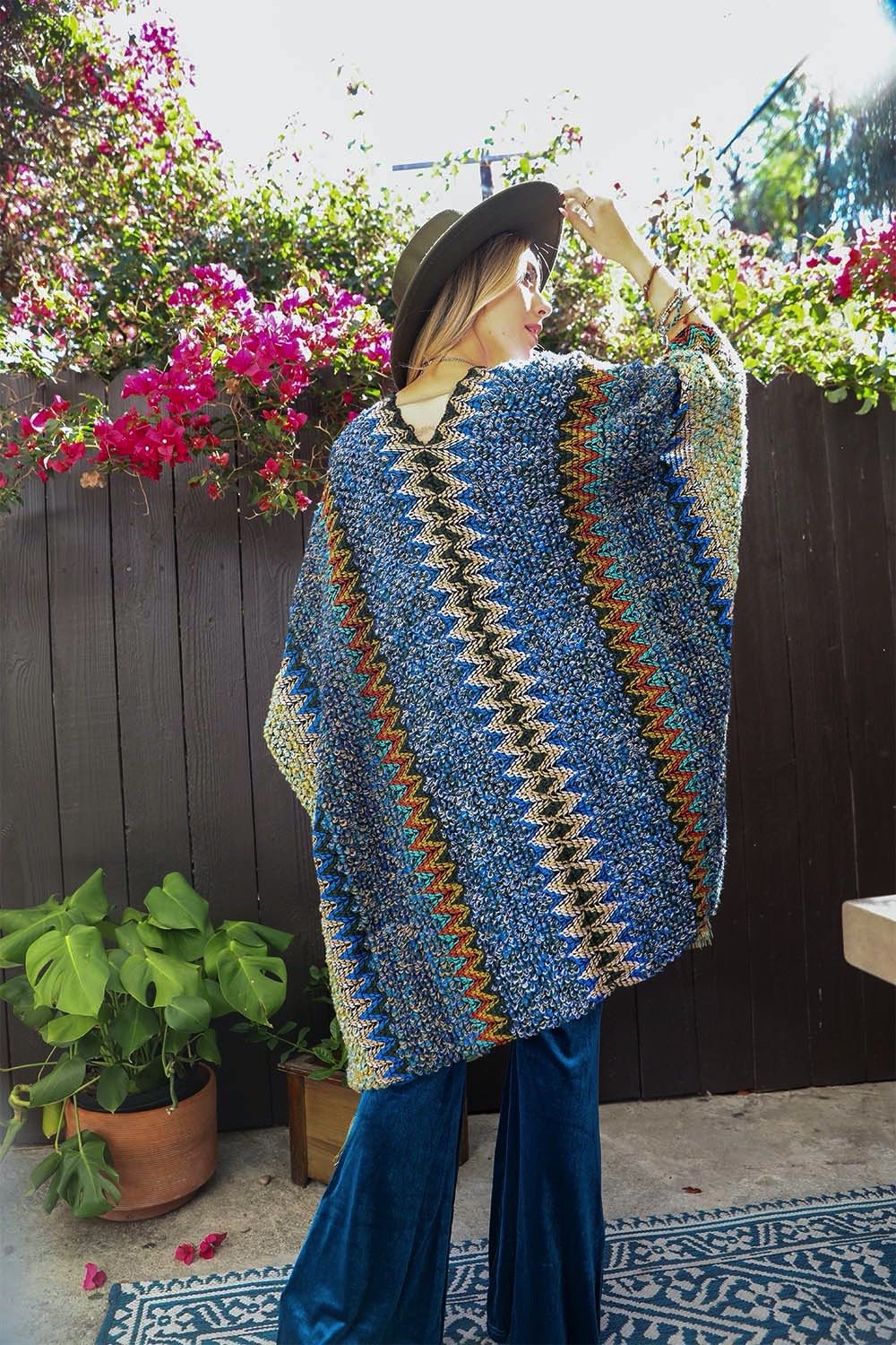 Cuddle Season Crochet Patterned Ruana Ponchos