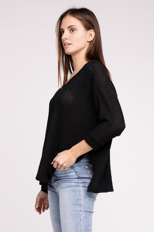 Dolman Off Shoulder Jacquard Sweater