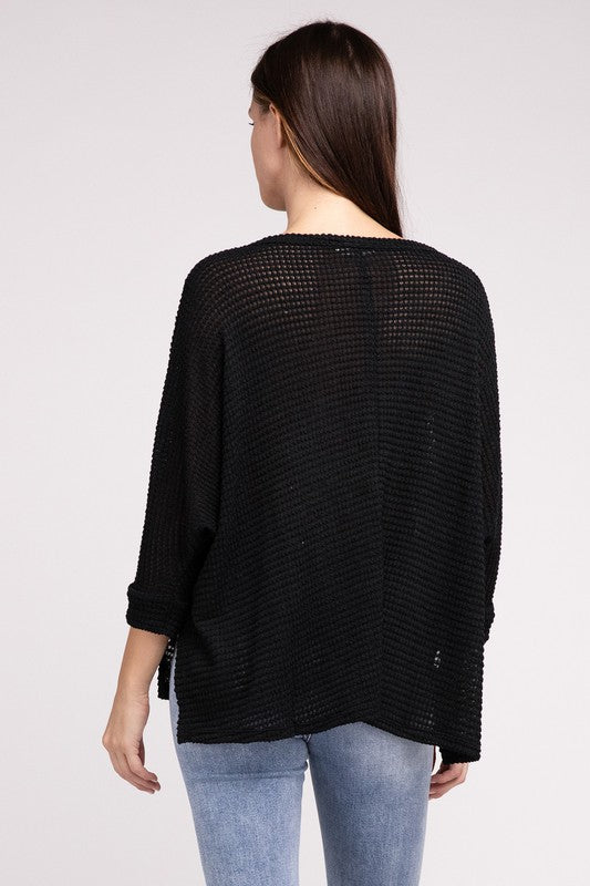 Dolman Off Shoulder Jacquard Sweater