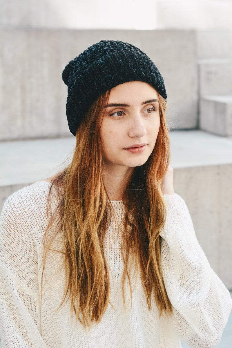 Soft Chenille Beanie Hats & Hair