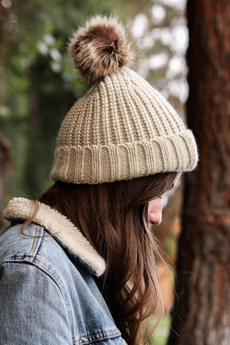 Soft Rib Knit Pom Beanie Hats & Hair